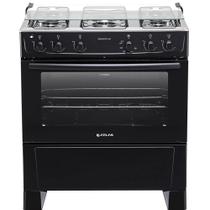 Fogão 5 Bocas Atlas Mônaco Plus Preto Com Mesa Inox Bivolt