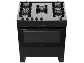 Fogão 5 Bocas Atlas Mônaco Top Glass, Preto, Acendimento Automático