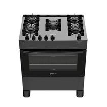 Fogão 5 Bocas Atlas Preto Mesa de Vidro Mônaco Top Glass