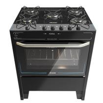 Fogão 5 Bocas Braslar Automático Mesa de Vidro Horus Top Control Preto