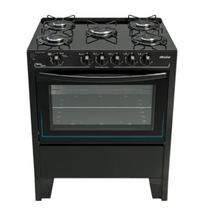 Fogão 5 Bocas Braslar Fenix Glass Automático Mesa de Vidro e Forno Grande