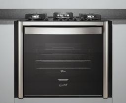 Fogão 5 Bocas Com Forno Grill E Lâmpada Interna 110v/220v - Mesa de Vidro Temperado Escuro e Dourador