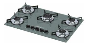 Fogão 5 Bocas Cooktop Vidro Temperado Automatico Ultra Bivolt Chamalux Prata