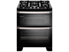 Fogão 5 bocas Electrolux Preto Experience 2 Fornos, Mesa de Vidro e PerfectCook360 (FE5DP)