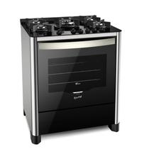 Fogão 5 Bocas Fischer de Piso Gran Cheff, Tripla Chama, Mesa de Vidro com Dourador - Inox / "220V"