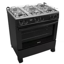 Fogão 5 Bocas Itatiaia Star New com Forno 88L e Acendimento Automático Preto Bivolt