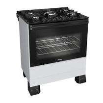 Fogão 5 Bocas Mueller com Mesa de Vidro e Forno 81L Branco Bivolt - MFV5BF