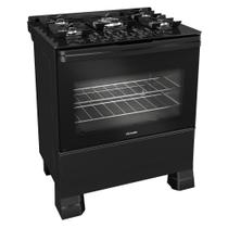 Fogão 5 Bocas Mueller com Mesa de Vidro e Forno 81L Preto Bivolt - MFV5BF