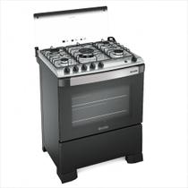 Fogão 5 bocas Mueller Decorato Gourmet Preto Fosco com Timer e Tripla Chama-Bivolt