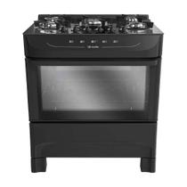 Fogão 5 Bocas Mueller MFV5BB Preto Fosco Mesa de Vidro Bivolt