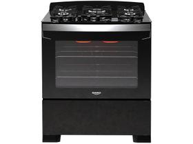 Fogão 5 Bocas Preto com Frente em Vidro Preto e Timer Digital Dako Diplomata Grill Bivolt