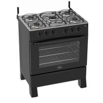 Fogão 5 Bocas Preto Hera Plus com Forno 94 L Acendimento Automático Realce