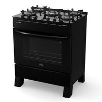 Fogão 5 Bocas Preto Smart Glass com Forno 94 L em Vidro Temperado Realce