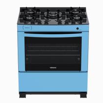 Fogao 5 Bocas Venax Delplus Vitreo Bl Azul Gas Glp