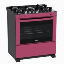 Fogao 5 Bocas Venax Delplus Vitreo Bl Pink Gas Glp