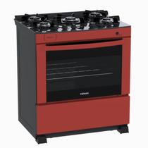 Fogao 5 Bocas Venax Delplus Vitreo Bl Vermelho Gas Glp