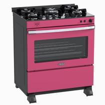 Fogao 5 Bocas Venax Gaudi Vetro Vitreo Pink Gas Glp