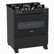 Fogao 5 Bocas Venax Picasso Vitreo Preto Fosco Gas Glp