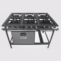 Fogão 6 Bocas 3 Duplas com Forno Stand Metal Brey 106-F-3D