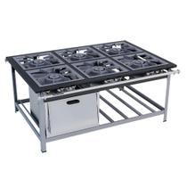 Fogao 6 Bocas 50X50cm Gas Glp Baixa Pressao Perfil 9Cm Com Forno - Metalmaq