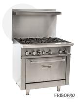 Fogão 6 Bocas com forno e prateleira em inox Cooking Frigopro