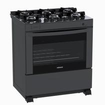 Fogao 6 Bocas Venax Delplus Vitreo Bl Grafite Gas Glp