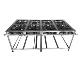 Fogão 8 Bocas Industrial a Gás Linha Luxo Baixa Pressão 40x40cm P8 Inox Light 800205 MR.Fogões