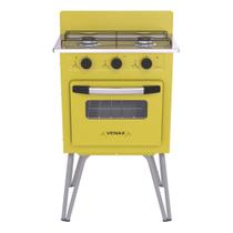 Fogao a Gas 2 Bocas com Forno Venax Gemini Vetro Amarelo