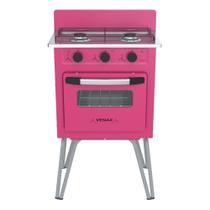 Fogao a Gas 2 Bocas com Forno Venax Gemini Vetro Pink