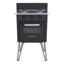 Fogao a Gas 2 Bocas com Forno Venax Gemini Vetro Preto