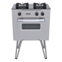 Fogao a Gas 2 Bocas com Forno Venax Mini Cook Inox Fogao a Gas 2 Bocas com Forno Venax Mini Cook Inox