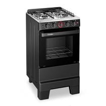 Fogão a Gás 4 Bocas Automático Ideal Super Preto Mesa Inox F4IAP - Esmaltec Fogão a Gás 4 Bocas Automático Ideal Super Preto Mesa Inox F4IAP - Esmaltec