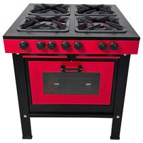 Fogão a Gás 4 Bocas com Forno Cefaz Linha Chef Vermelho e Preto
