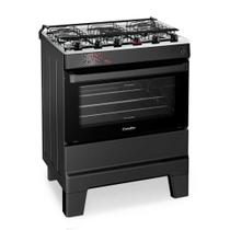 Fogão a Gás 5 Bocas Automático Ideal Master Preto Mesa Inox T5ITP - Esmaltec