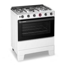 Fogão a Gás 5 Bocas Automático Ideal Super Branco Mesa Inox F5IAB - Esmaltec