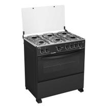 Fogão a Gás 6 Bocas Automático Caribe Preto Mesa Inox 6081 PT - Esmaltec