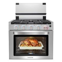 Fogão a Gás AMZCHEF 21" para RV com 3 Bocas e Forno 28.100 BTU (Inox)