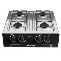 Fogão a Gás Braslar Asiático 4 Bocas Portátil Sem Forno Acendimento Manual
