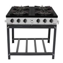 Fogão a Gás Bravo 4 Bocas Sem Forno e Sem Espera p/ Forno BR4B Cinza - Venâncio