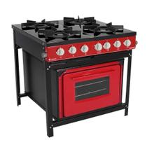 Fogão a Gás Bravo 4 Bocas Vermelho Com Forno BR4BF - Venâncio Fogão a Gás Bravo 4 Bocas Vermelho Com Forno BR4BF - Venâncio
