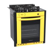 Fogao a gas de embutir gaudi prisma vitreo bl 4q amarelo gas glp - Venax