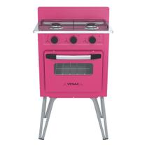 Fogao a gas gemini 2 q vetro pink gas glp - Venax