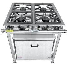 Fogão a Gás Industrial Conjugado 4 Bocas Alta Pressão 30x30 com Forno em Inox P5 MR Fogões