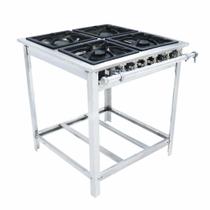 Fogão a Gás industrial Extra 4 Queimadores 2 duplos e 2 simples Inox EI4 - Venâncio