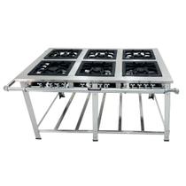 Fogão a Gás Industrial Maxi Central 6 Queimadores Duplos Inox MI6 - Venâncio
