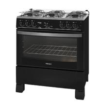 Fogão à Gás Itatiaia Waves 6 Bocas Preto Mesa Inox Forno 88,5 L-Bivolt