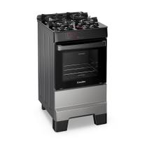 Fogão a Gás Mesa de Vidro Forno 50L Limpa Fácil e Acendimento Automático Esmaltec IDEAL Top Glass T4VAI Cor Inox 4 bocas Bivolt