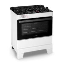 Fogão a Gás Mesa de Vidro Forno 84L Esmaltec IDEAL Top Glass Branco 5 bocas Bivolt