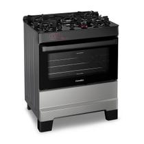 Fogão a Gás Mesa de Vidro Forno 84L Esmaltec IDEAL Top Glass Inox 5 bocas Bivolt