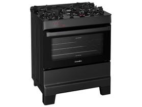Fogão a Gás Mesa de Vidro Forno 84L Esmaltec IDEAL Top Glass Preto 5 bocas Bivolt